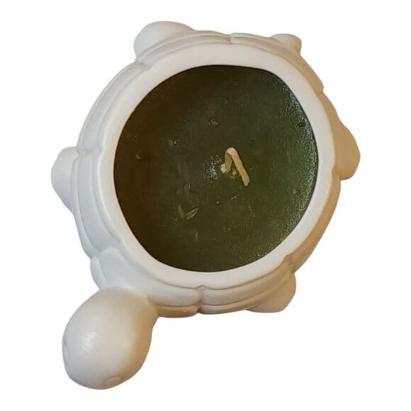 COTY 'Sweet Earth' Scented Candle in Porcelain TURTLE Holder WHITE GREEN Unused - Picture 6 of 8